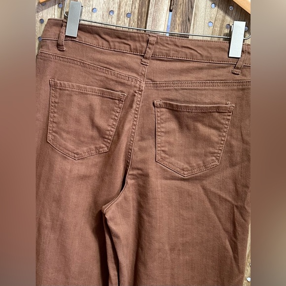 Indigo Reign Domino High Rise Skater Jeans Wide Leg Stretch Brown Loose Fit - Picture 5 of 5